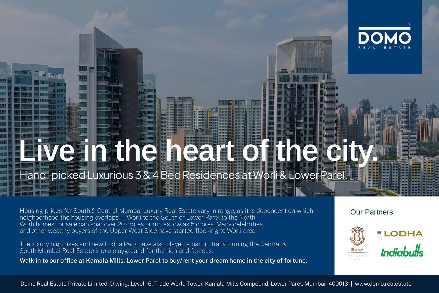 Advertisement Design | Domo Real Estate | Mumbai, India | Dubai, UAE