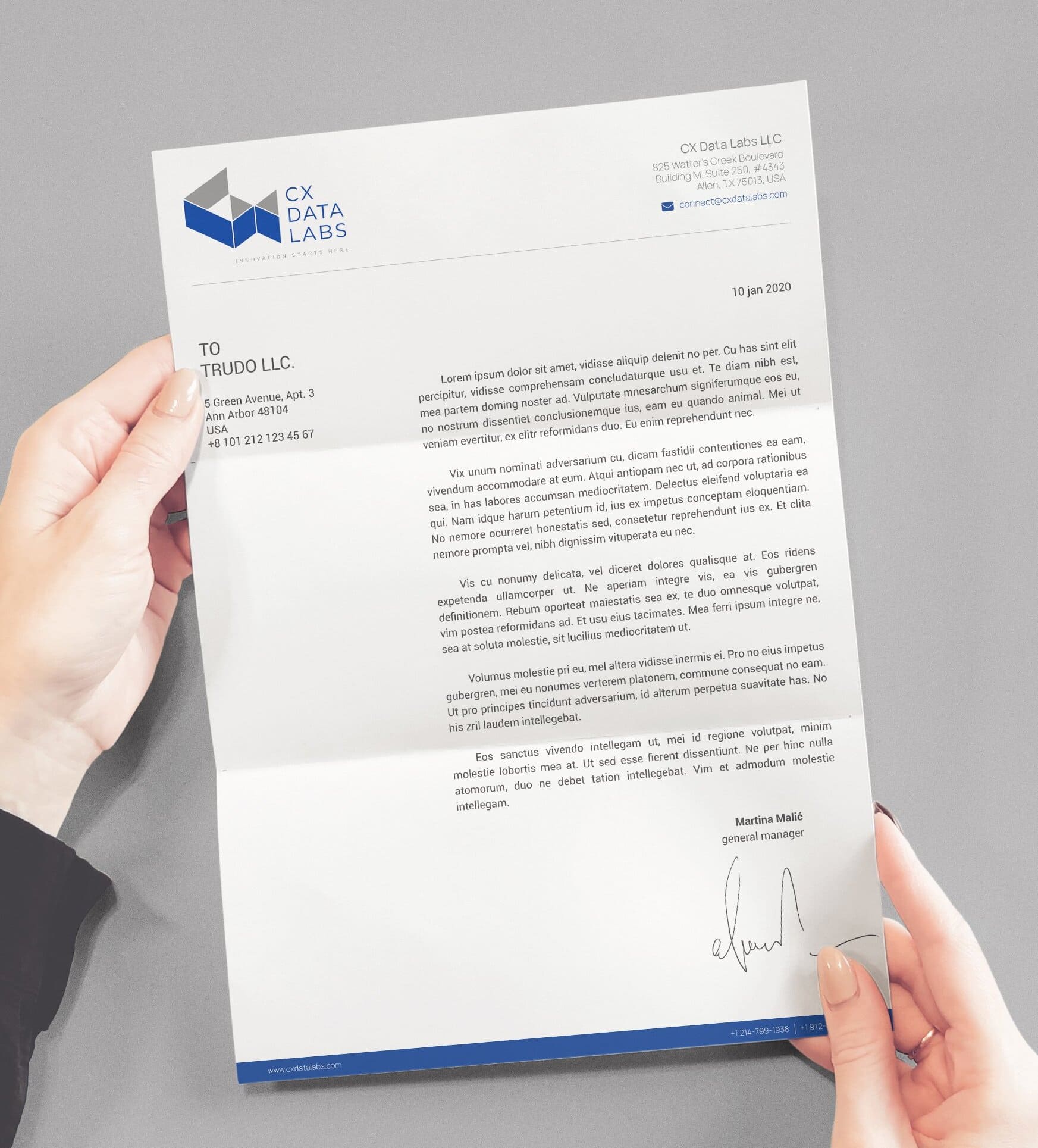 Letterhead Branding | CX Data Labs | Texas, USA